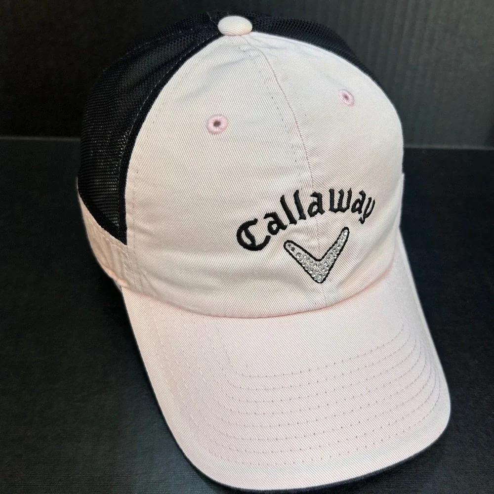 Rhinestone Chevron Womens Light Pink Callaway Golf Trucker Hat Adjustable OSFM